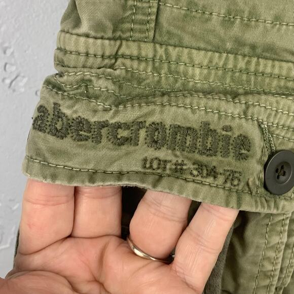 Abercrombie Cargo Pants Boys Small Olive Green Multi Pocket Zip Cuff Elastic - Picture 6 of 8